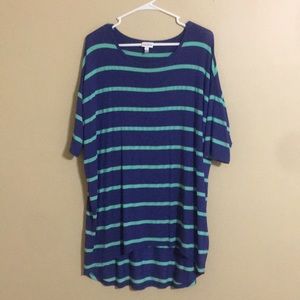 LuLaRoe Small Irma Blue Green Striped